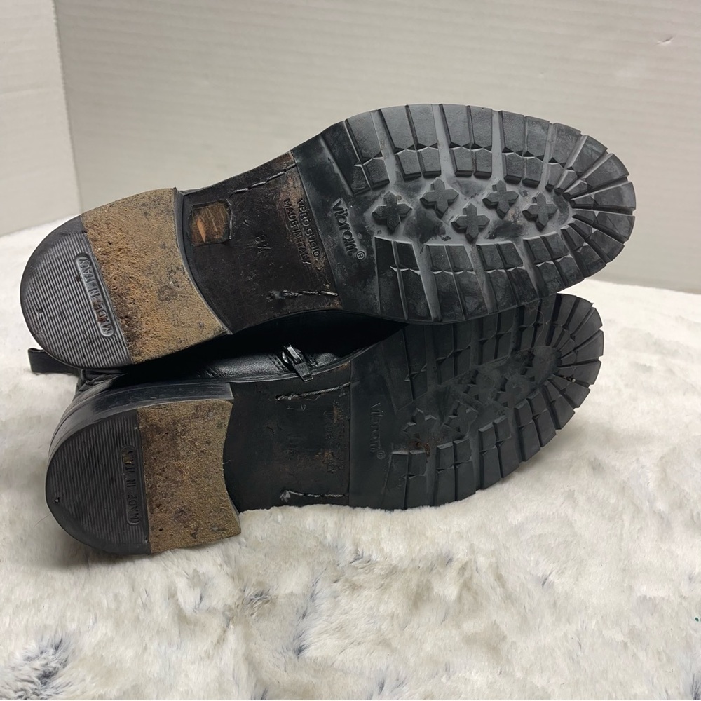 Vero Cuoio Mens Black Leather Almond Toe Made In Italy Size 8.5 - Picture 13 of 14